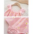 thumbnail image 3 of Baby girl sleeveless romper mesh patchwork flower jumpsuit skirt princess dress hat set, 3 of 5