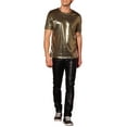 thumbnail image 2 of INSPIRE CHIC Shiny Tops for Men's Crew Neck Short Sleeves Metallic Party T-Shirts Golden M, 2 of 5