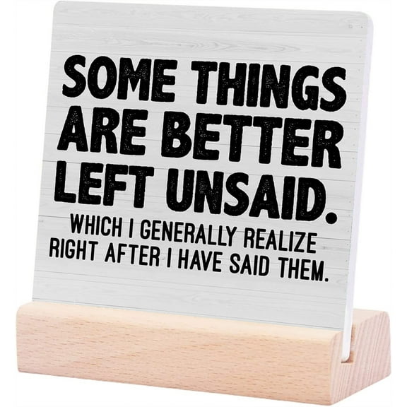 Ceramic Sign 4x4Inch Apology Gift For Women Men Apology Ceramic Plaque Sign Some Things Are Better Left Unsaid Desk Decorative Wooden Sign Decor For Desk Table Shelf Gift For Women Men