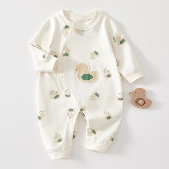 Newborn Baby Girls Boys Cotton Romper Long Sleeved Warm Jumpsuit With Long Sleeves and Crawling Clothes White 3 Months