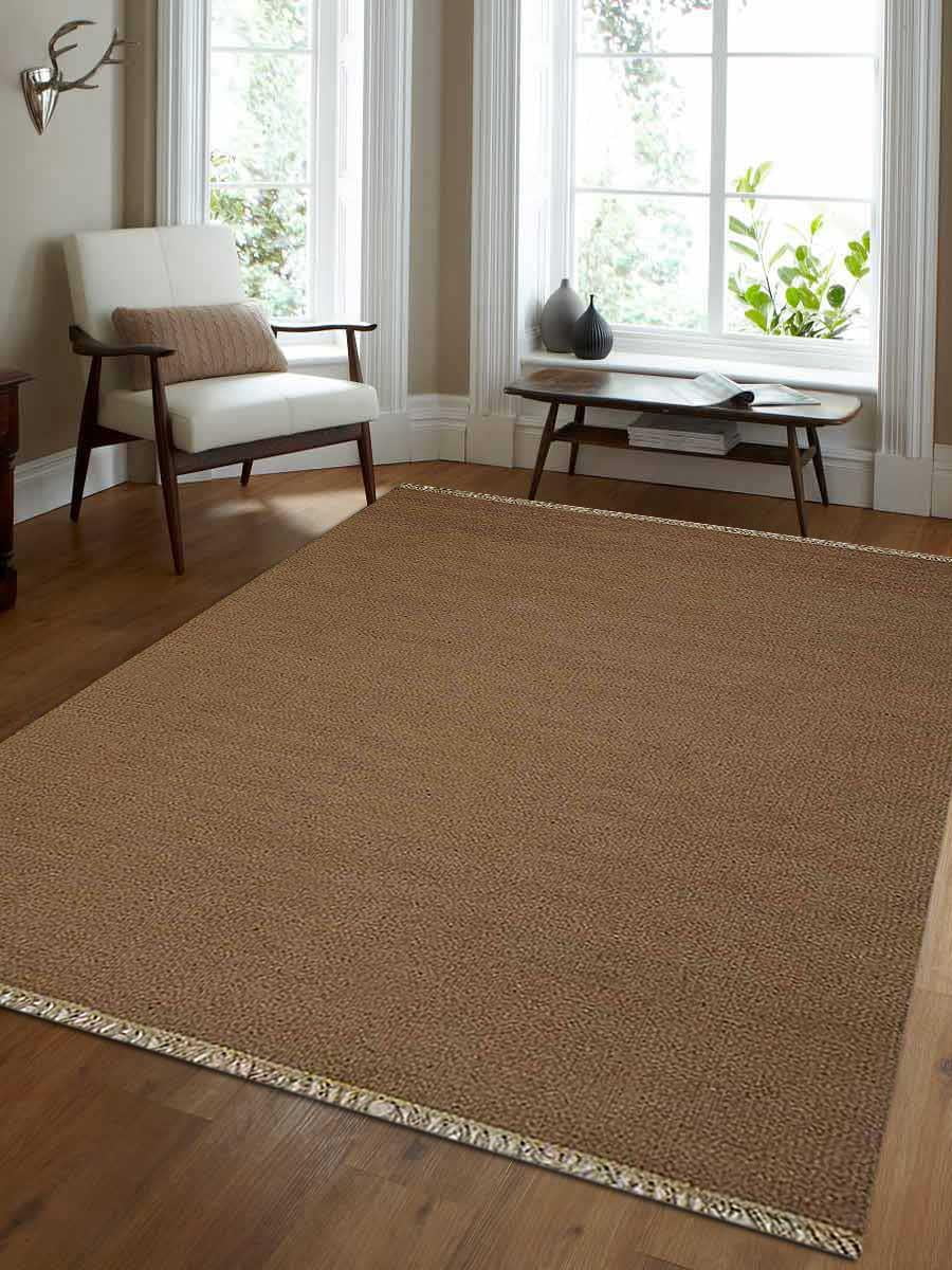 Rugsotic Carpets Hand Woven Flat Weave Kilim Wool 3 X5 Area Rug Solid Cream D00111