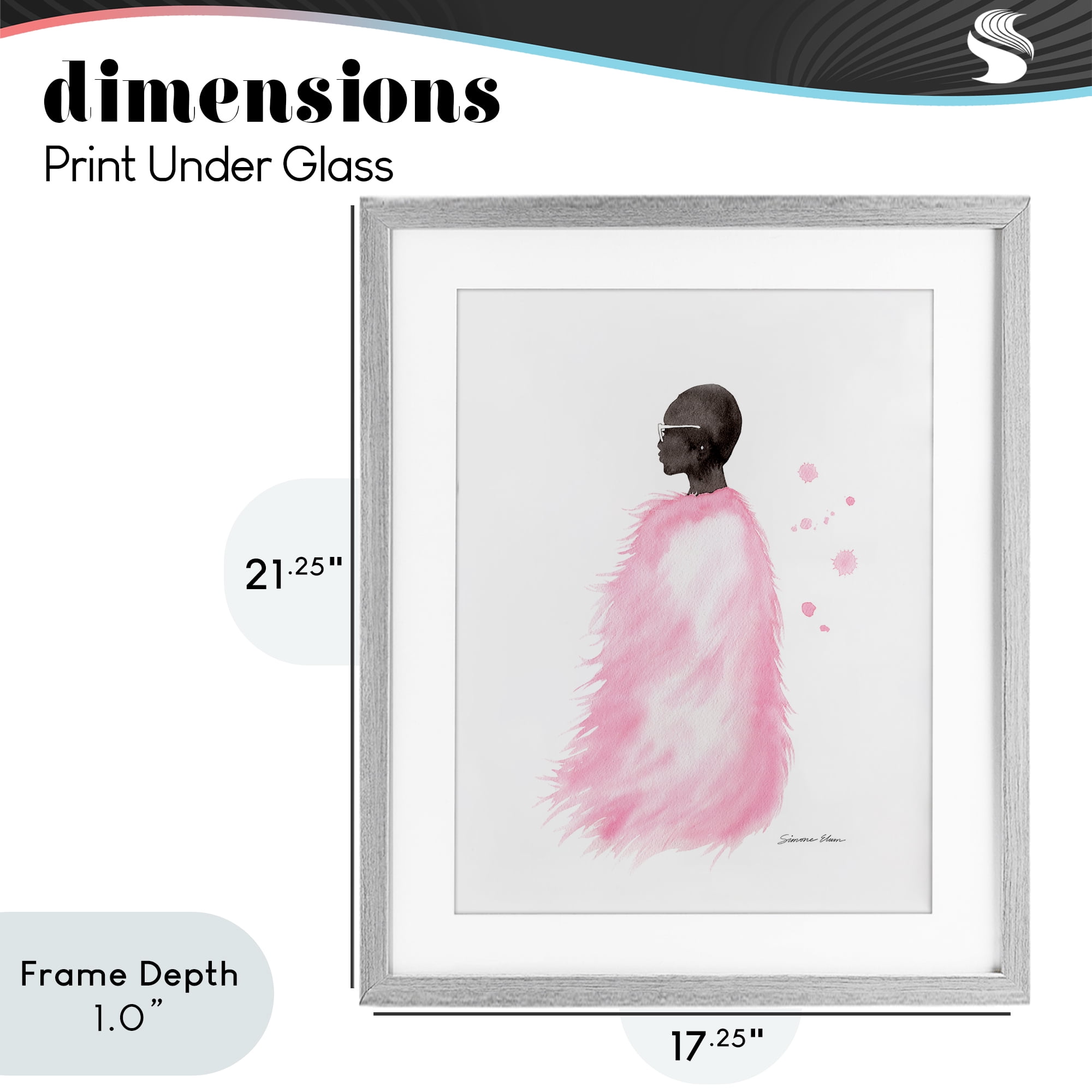 Stupell Industries Pink Fur Coat Portrait Gray Framed Print Under Glass, design by Simone Elum