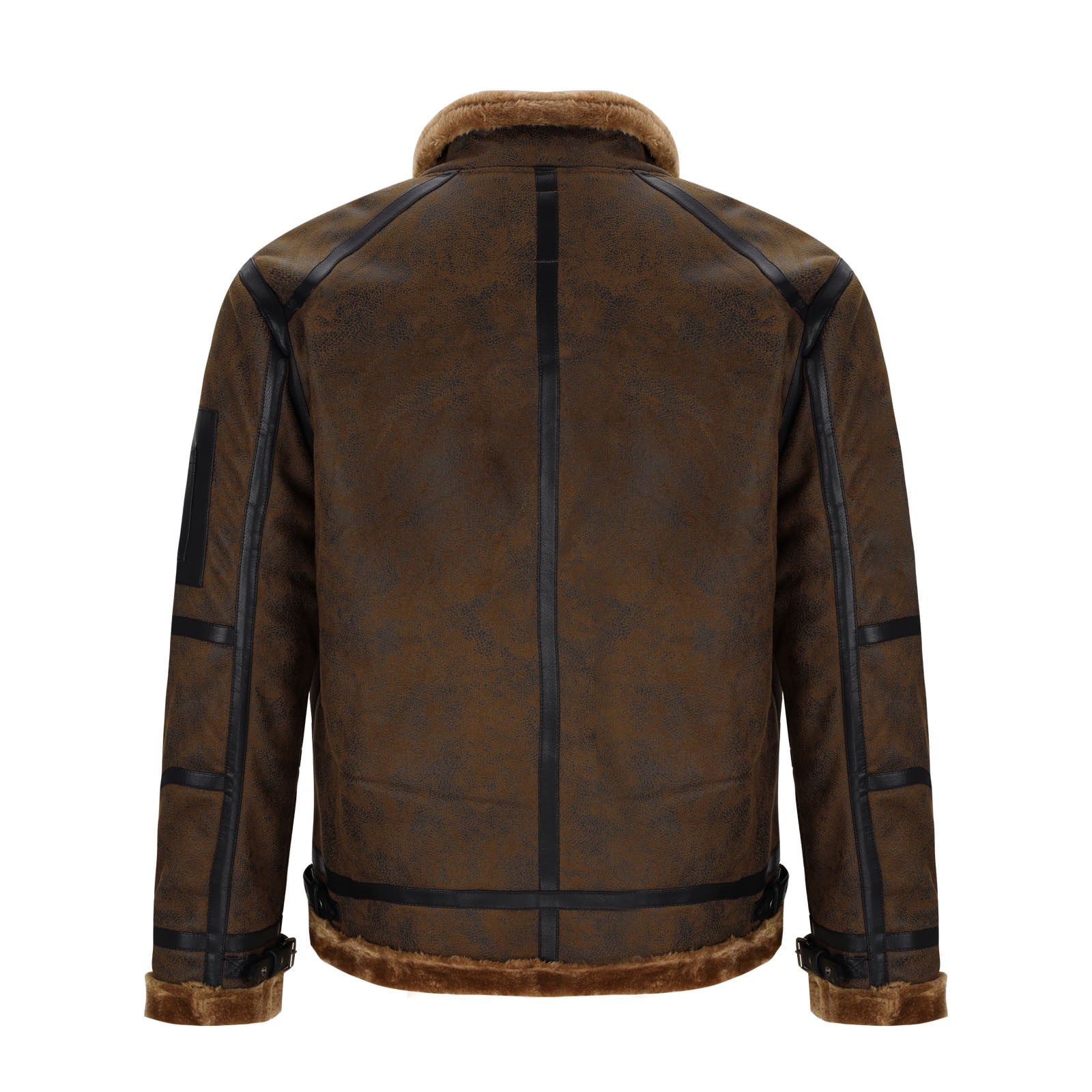 Leather Jackets for Men Thicken Fleece Lined Coats with Zipper Pockets and Collared Long Sleeve Zip Up Slim Thermal Warm Business Work Winter Jacket