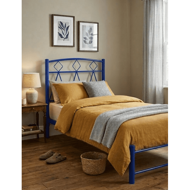 Cama Individual de acero Modelo Roma color Azul