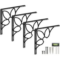 L Brackets by Balin Designs (Black) for 8"-10” Flower Style Shelves – Heavy Duty Decorative Metal Supports - Mantel Shelf - Easy Installation with Included Hardware - Set of 4