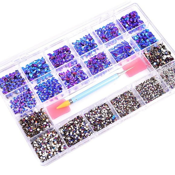 Diamantes De Imitación Para Uñas, Mezcla De 20 Estilos, Cristales De Diamantes De Imitación, Decoraciones 3D, Piedras De Espalda Plana, Gemas Con Bolígrafo De Punta Para Arte De Uñas Diy 21 Rejillas Yuarrent CE008011-02