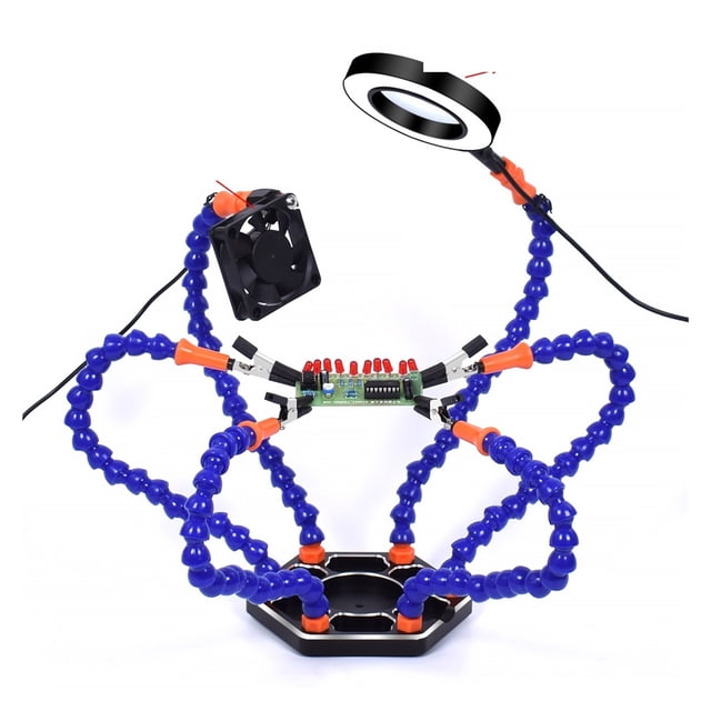Multi Soldering Station Helping Third Hand 3X USB LED Magnifying Glass Lamp USB Fan For PCB Welding Repair Station Tool ,Easy to Use