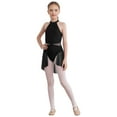 thumbnail image 3 of Aislor Kids Girls Sleeveless Hollow Back Lace Floral Leotard Dress Lyrical Modern Dance Costume Size 6-16 Black 14, 3 of 7