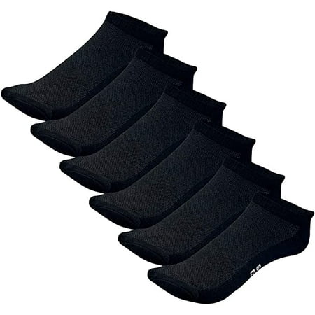 

Bamboo Sports Super Soft and Comfortable No Show Bamboo Workout Socks for Men & Women & Kids Black Large 6 Pack