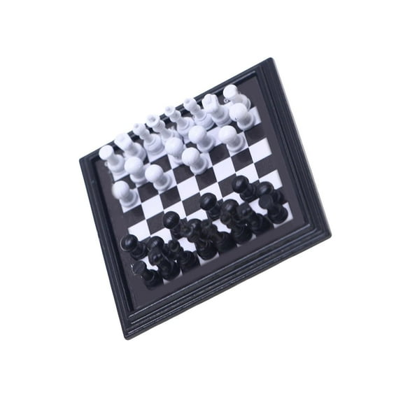 Decorative Miniature Chess Set Complete Metal Board And Figurines Perfect For Dollhouses Displays