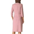 thumbnail image 3 of INSPIRE CHIC Edition Women's A-Line Dress Contrast Color Wear-to-Work Tweed Trim Dresses M Pink, 3 of 5