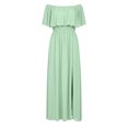 thumbnail image 3 of HONHUZH Womens Wedding Guest Dresses Plus Size Off the Shoulder Solid Color Chiffon High Waist Evening Dress, 3 of 8