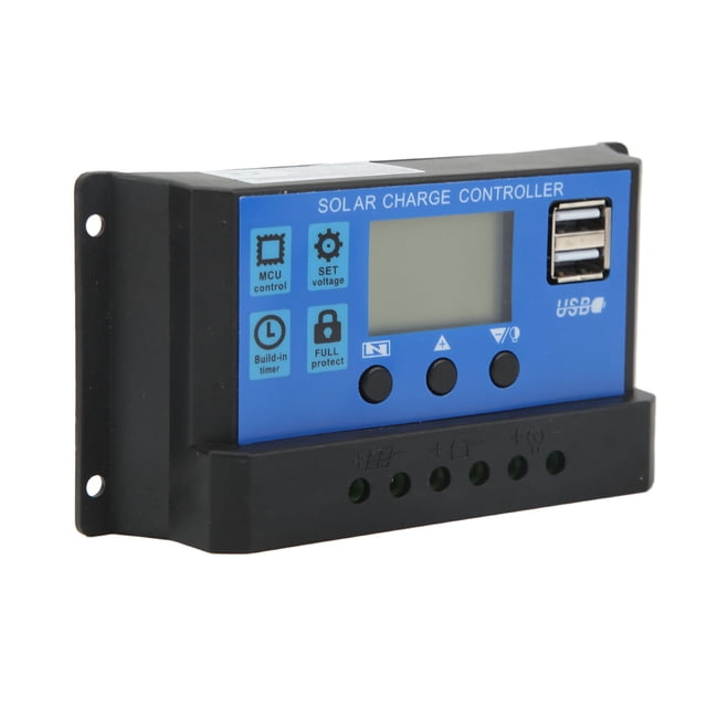Controlador de carga solar de 12 V y 24 V con puerto USB, protección contra sobrecarga, panel solar, regulador de batería con pantalla LCD de 10 A.