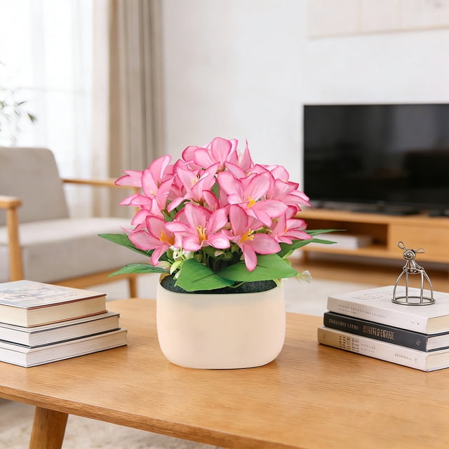 Artificial Flower Decorationfake Flower Bouquet With Vase Lowmaintenance Desktop Ornament For Bedroombathroomwedding And Party Decoration