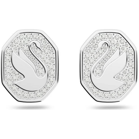 Swarovski 5621097 Women's Signum Swan Rhodium Plated Stud Earrings