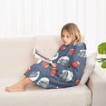 thumbnail image 4 of Blue Football Helmets and Balls Pattern Blanket Hoodies for Kids 6-13YR Oversize Wearable Blanket Hoodies for Boys Girls Teens, 4 of 7