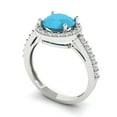 thumbnail image 2 of 1.86 ct Round Cut Simulated Turquoise with Simulated Diamond Halo Accents 14K White Gold Womens Engagement Ring, 2 of 8