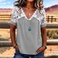 thumbnail image 2 of Fewfanhot Womens Tops Trendy Lace Basic V-Neck T-Shirts Short Sleeve Loose Fitting Tunic Tank Tops, 2 of 7