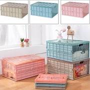 Foldable Plastic Storage Container Basket With Lid, Thickened Student Organizer Box, Simple Plastic Box, Storage Boxes Used for Wardrobe/Clothing/Books