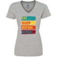 thumbnail image 3 of Inktastic Calf Roping Rodeo Eat Sleep Roping Repeat Women's V-Neck T-Shirt, 3 of 5