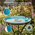 thumbnail image 2 of Topadorn Vintage Birdbath Ceramic Bowl Decor,Drinker Plate for Outdoor Garden Yard,Blue with Yellow Flower, 2 of 9