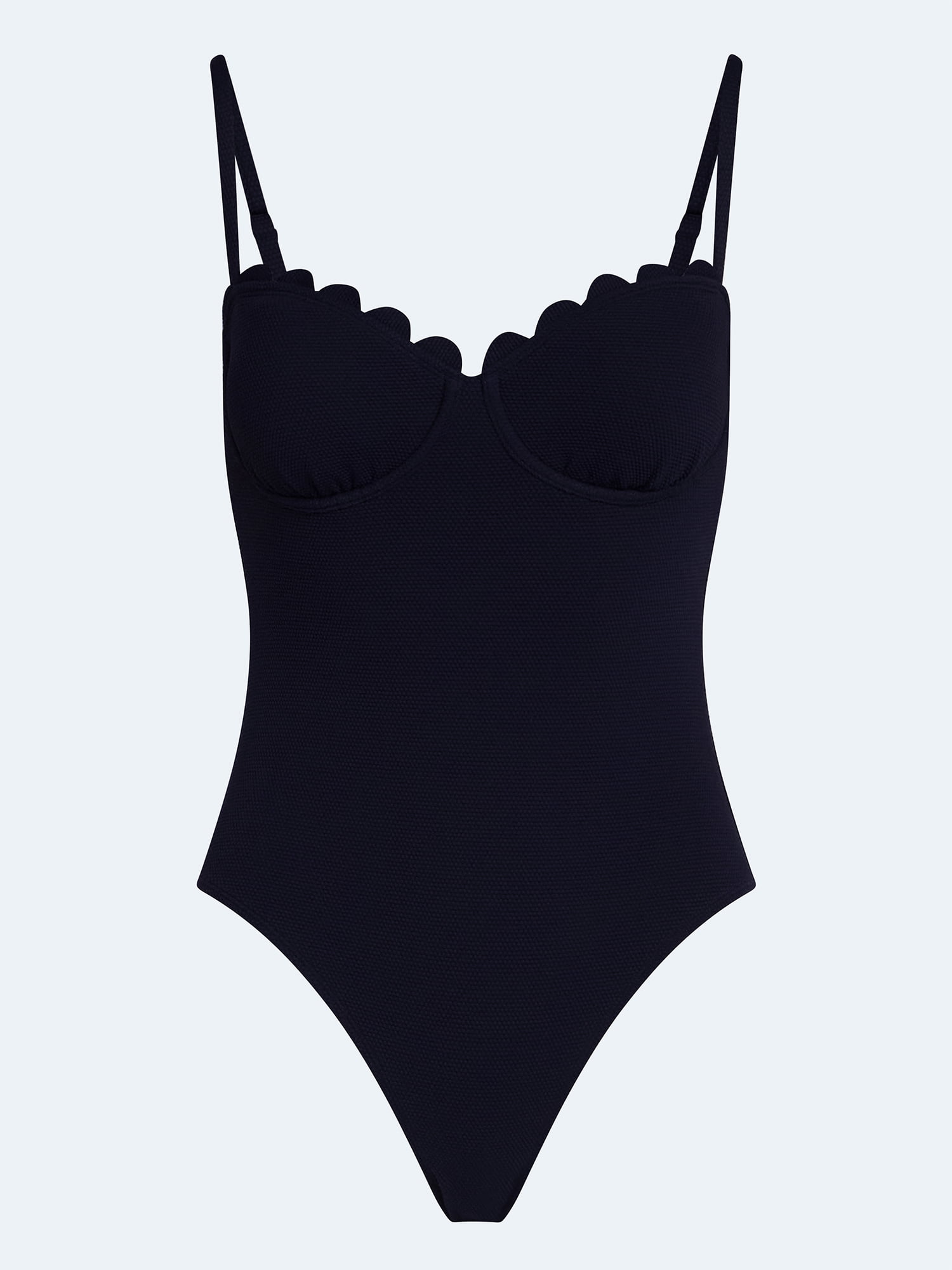 Free Assembly Women's Scalloped Balconette Underwire One Piece Swimsuit, Sizes XS-XL