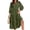 Army green, variant on Womens Casual 3/ 4 Sleeve Shirt Dress Button Down V Neck Tiered Collared Flowy Maxi Dress