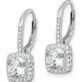 thumbnail image 2 of Sterling Silver Rhodium-Plated Polished Princess Cut Cz Leverback Earrings (21.32 X 8.17) Made In China qe16247, 2 of 5