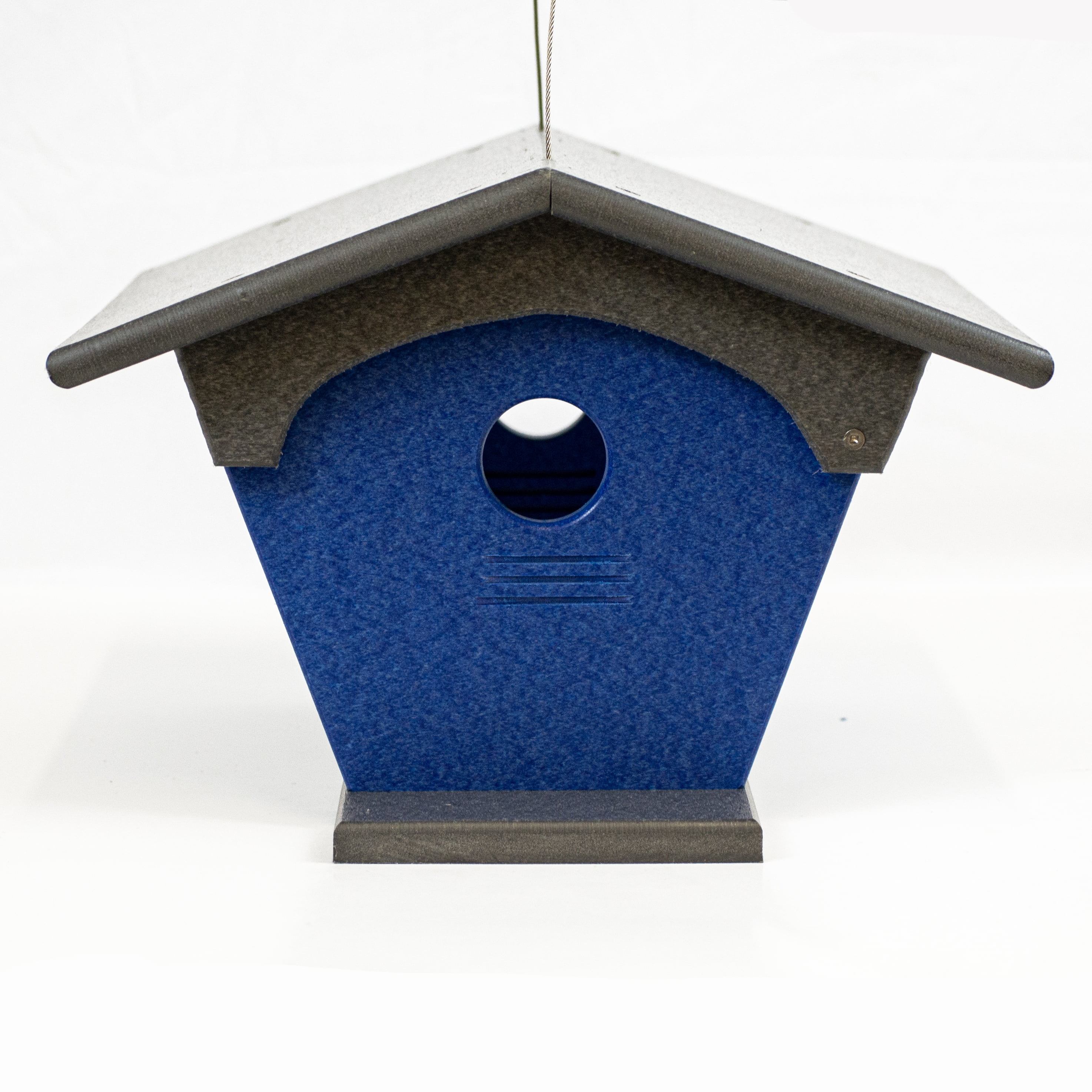 Outdoor Leisure Products Model GM4GBL Blue Bird Feeder Made of High Density Poly Resin in Gray and Blue