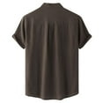 thumbnail image 3 of Men Casual Shirt Top in Solid Pattern for Everyday Wear Comfortable Loose Short Sleeve Button-Front Stand Collar Top for Men Versatile Standalone Style, 3 of 5