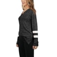 thumbnail image 2 of VISgogo Camiseta a rayas informal para mujer, suéter con abertura con cuello en V y manga larga con bloque de color para adultos VISgogo  moda, 2 of 5