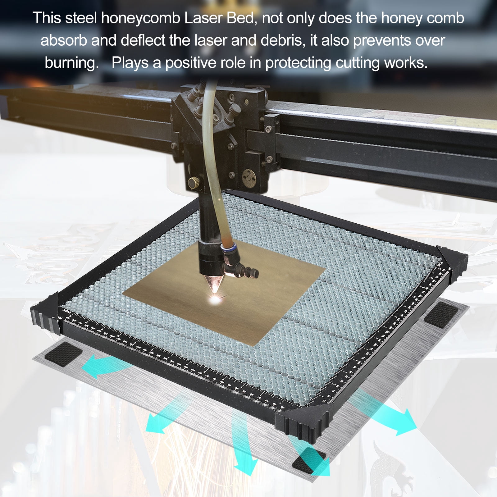 comb Laser Bed Steel comb Working Table for Laser Cutter Engraver, comb Cutting Table (300x300x22mm)