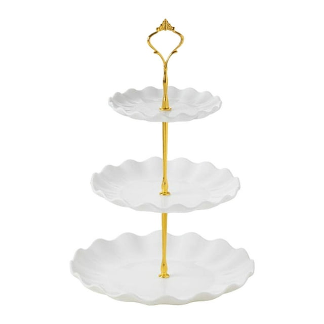 Luzkey 3 Tiered Cake Stand Serving Tray Cosmetics Restaurant Cupcakes Display Plate White