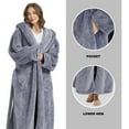 thumbnail image 3 of Women’s Long Fuzzy Hoodie Robe and Short Plush Hooded Bathrobe, Cozy and Warm Gray One Size, 3 of 7