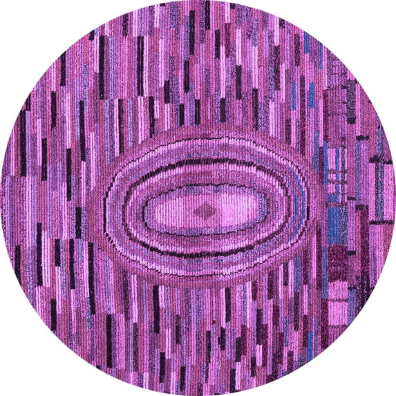 Ahgly Company Indoor Round Oriental Purple Modern Area Rugs, 7' Round