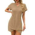 thumbnail image 2 of Roncen Women's V-Neck Knot Front Tunic Beach Dress - Casual Flowy Cover-Up with Adjustable Straps, Breathable Loose Fit for Summer Vacation Swimwear or Daily Outwear, 2 of 9