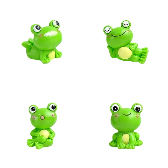 HCTSHG Frog Figurine, Set of 4 Cute Decorative Outdoor Statues, Miniature Fairy Garden Decor for Home and Garden, Indoor Outdoor Decoration 