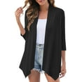 thumbnail image 2 of Guieoi Womens Tops Plus Size Women's Casual 3/4 Sleeve Cardigan Soft Open Front Cardigans Black Black*Friday/Cyber*Monday Clearance, 2 of 9