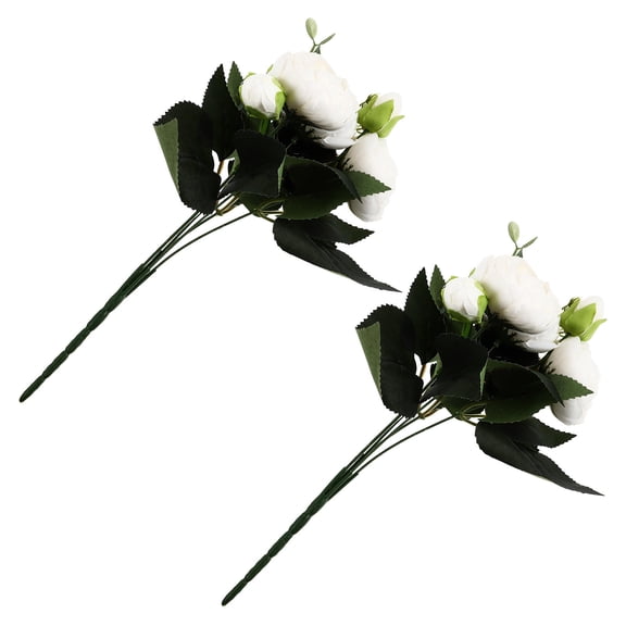 FOMIYES 2-Pack White Peony Faux Flower Arrangement for Home Decor, Realistic Simulation Flowers for Living Room Display
