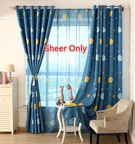 WPKIRA Kids Angels City Printed Rod Pocket Top Tulle Voile Door Window ROM Beautiful Sheer Window Elegance Curtains//Drape//Panels//Treatment for Girls Bedroom 1 Panel Light Blue W54 by L84 inch