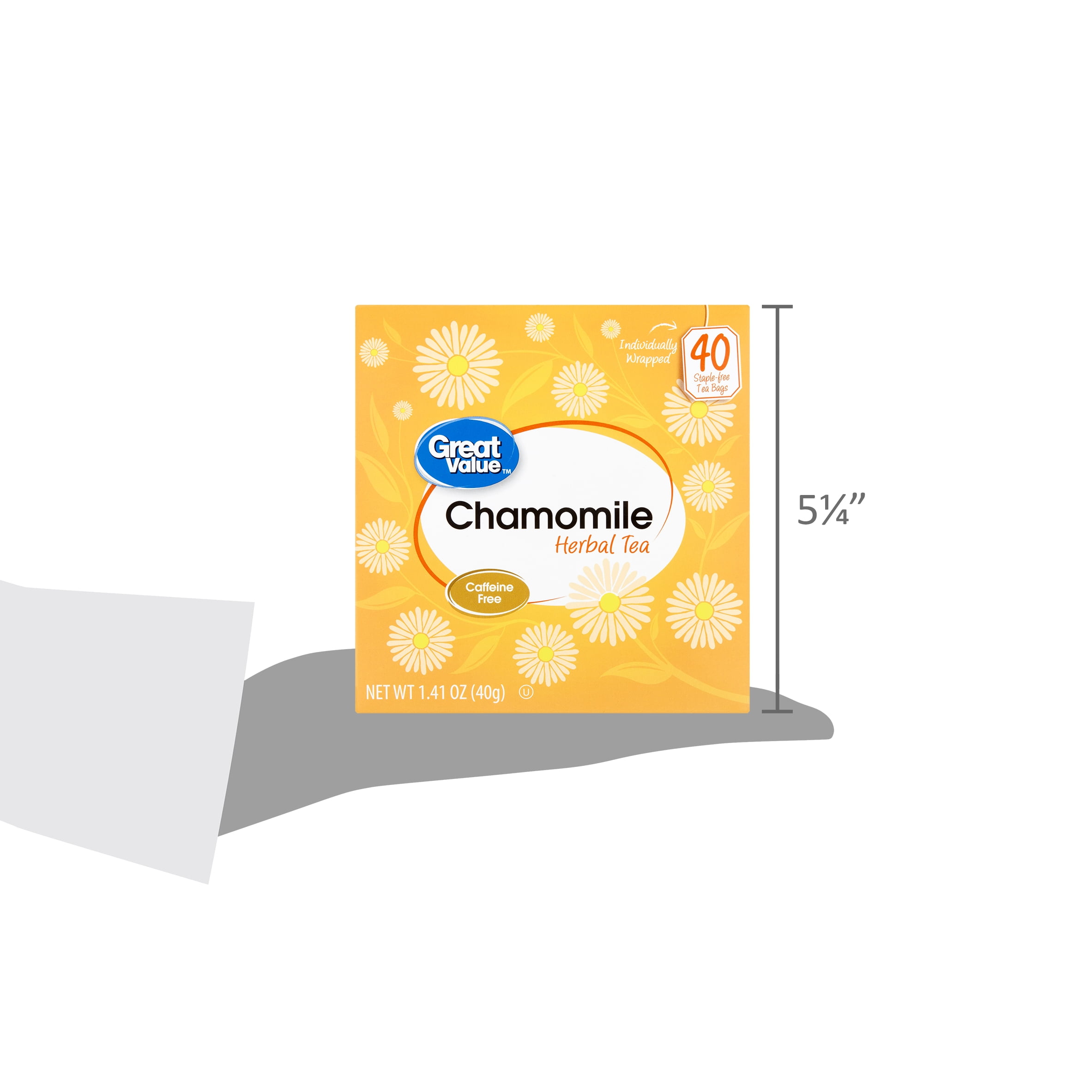 Great Value Chamomile Herbal Tea Bags, 1.41 oz, 40 Count