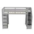 thumbnail image 6 of Bed Frame Twin size Loft Bed with Storage Drawers and Stairs, Wooden Loft Bed with Shelves Gray, 6 of 8