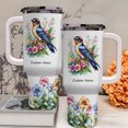 thumbnail image 3 of Swallow Lover Tumbler 40oz Personalized – Stainless Steel Travel Coffee Cup with Handle, Lid & Straw – Custom Bird Animal Gift for Women Girls Birthday Christmas, 3 of 6