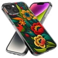 thumbnail image 3 of MUNDAZE Case for Apple iPhone 15 Pro Max Slim Hard Shell Soft TPU Hybrid Shockproof Heavy Duty Protective Phone Cover - Colorful Red Orange Folk Style Floral Vibrant Spring Flowers, 3 of 5