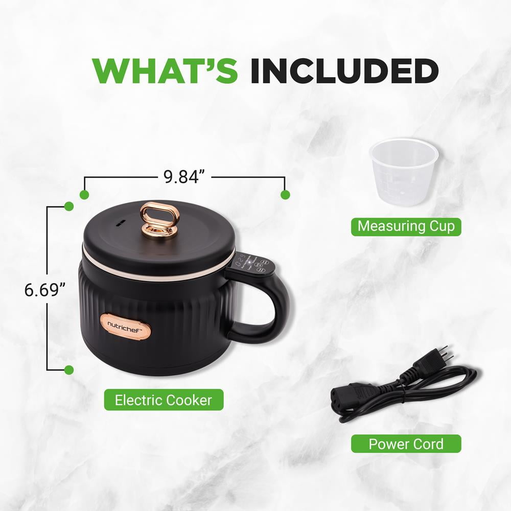 1.6L Portable Electric Rice Cooker, Multi-Functional with Non-Stick Ceramic Coating, Digital Control Panel, 6 Optional Functions, Anti-Burn Dry, Automatic Power-Off (Black)