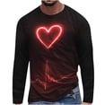 thumbnail image 2 of Lilgiuy New Valentine's Day Men's 3D Printing Long Sleeve T-shirt Fashion Casual Loose Round Neck Undercoat Top Blouses & Shirts for Golf Tennis Basketball, 2 of 5