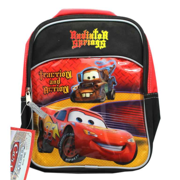 Disney Pixar's Cars Backpack -Traction and Action Red/Black Mini Play  Backpack (10in)