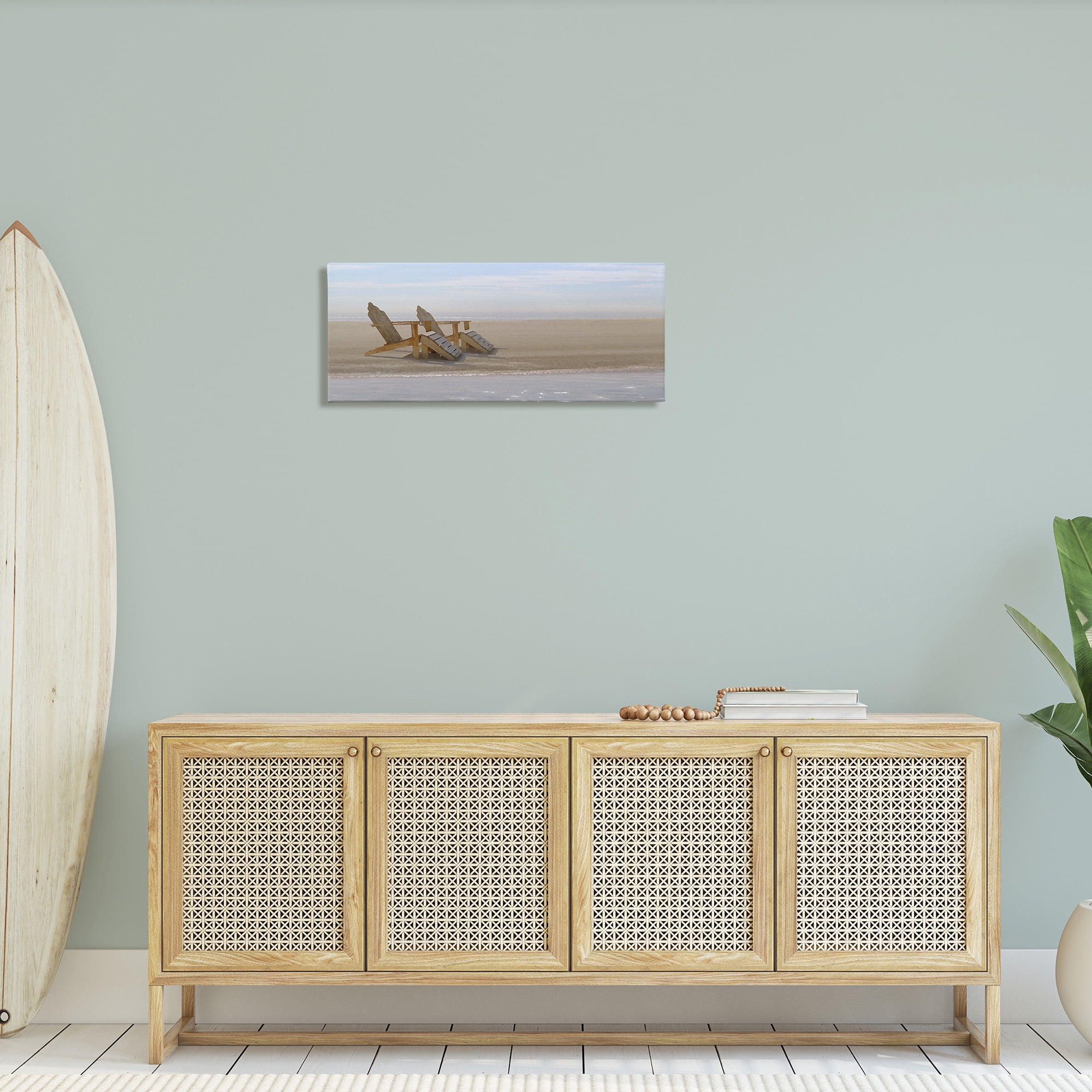 Stupell Industries Beach Chairs by Shore Landscape Photography Gallery Wrapped Canvas Art Print Wall Art, 30 x 13