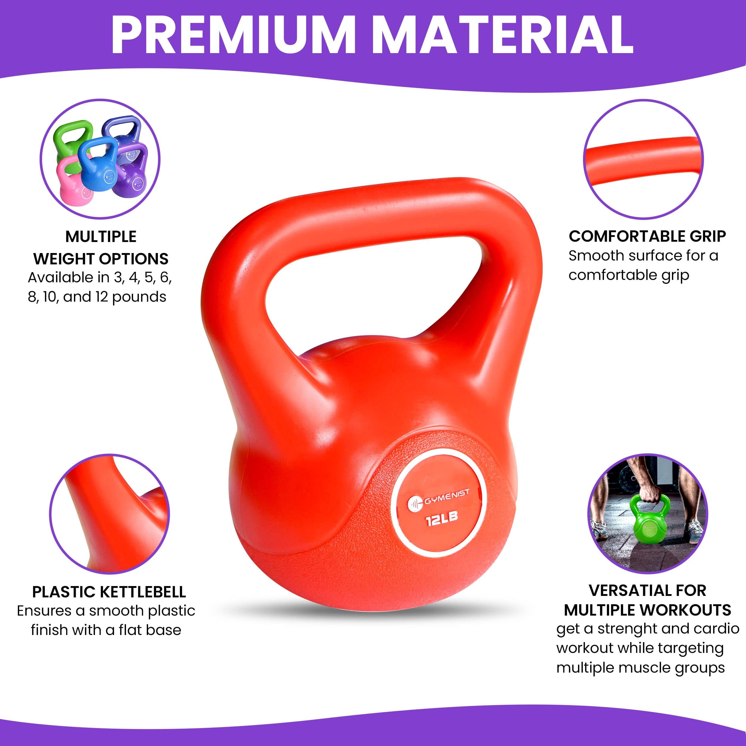 Gymenist, 3lb Kettlebell, Single