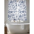 thumbnail image 6 of Boho Blue Floral Semi Sheer Curtains 63 Inch Length 2 Panels Set, Vintage Farmhouse Paisley Plant Leaf Sheer Kitchen Curtain Privacy Voile Window Curtain for Living Room Bedroom Rod Pocket Drapes, 6 of 7